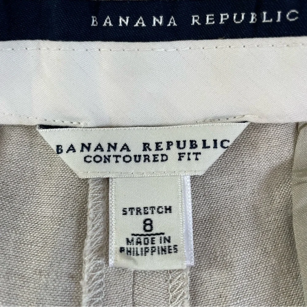 NEW Banana Republic Linen Pants Cream Natural Contour Fit Stretch High …